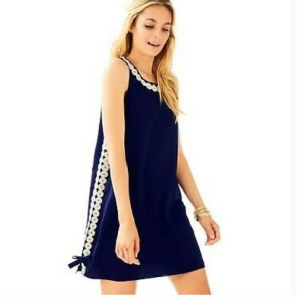 Lilly Pulitzer Stella Shift‎ Dress in True Navy sz 2 - Picture 1 of 5